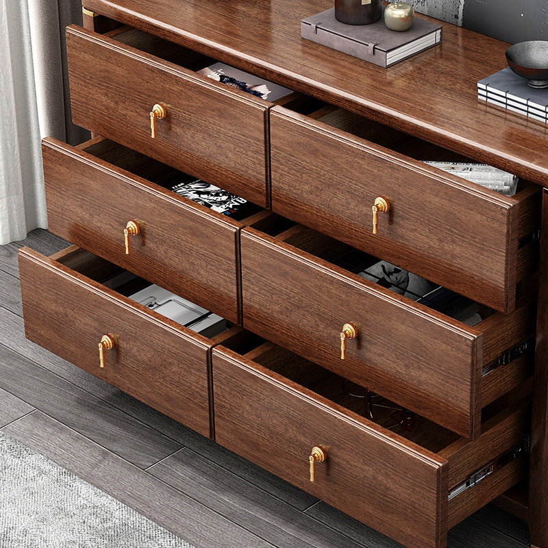 Torace di accento marrone rettangolare petto in legno di gomma con cassetti di stoccaggio