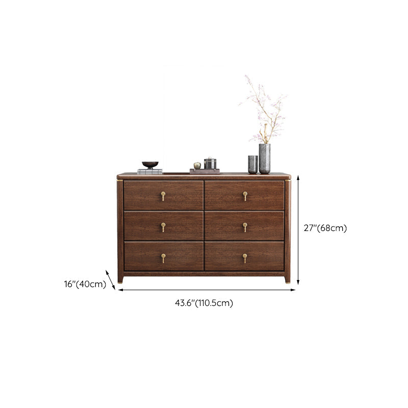 Torace di accento marrone rettangolare petto in legno di gomma con cassetti di stoccaggio