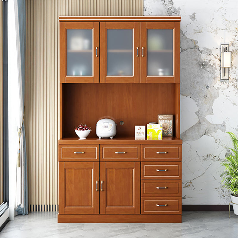 Mid-Century Cabinet 6 - Drawer 3 Shelves Solid Wood Bar Pulls Accent Cabinet