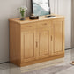 Mid-Century Modern Cabinet Rubberwood 2-Drawer with Shelves Grooves Accent Cabinet Natural Clearhalo 'Cabinets & Chests' 'cabinets_chests' 'furn' 'furn_cabinets_chests' 'Furniture' 'Living Room Furniture' 6411958