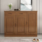 Mid-Century Modern Cabinet Rubberwood 2-Drawer with Shelves Grooves Accent Cabinet Clearhalo 'Cabinets & Chests' 'cabinets_chests' 'furn' 'furn_cabinets_chests' 'Furniture' 'Living Room Furniture' 6411959