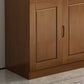 Mid-Century Modern Cabinet Rubberwood 2-Drawer with Shelves Grooves Accent Cabinet Clearhalo 'Cabinets & Chests' 'cabinets_chests' 'furn' 'furn_cabinets_chests' 'Furniture' 'Living Room Furniture' 6411964