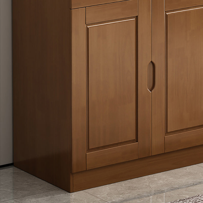 Mid-Century Modern Cabinet Rubberwood 2-Drawer with Shelves Grooves Accent Cabinet Clearhalo 'Cabinets & Chests' 'cabinets_chests' 'furn' 'furn_cabinets_chests' 'Furniture' 'Living Room Furniture' 6411964