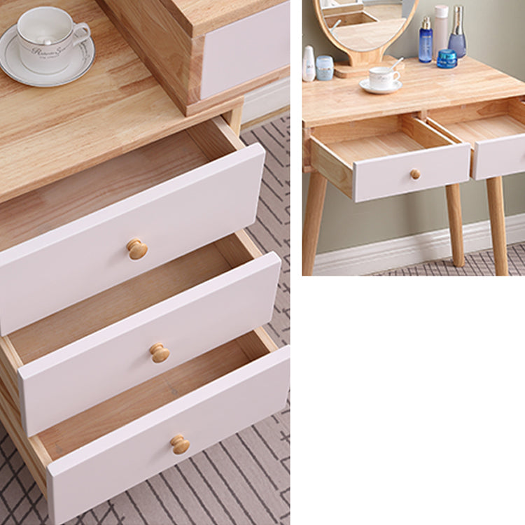 Tavolo da trucco scandinavo a 5 cassetti in legno massiccio