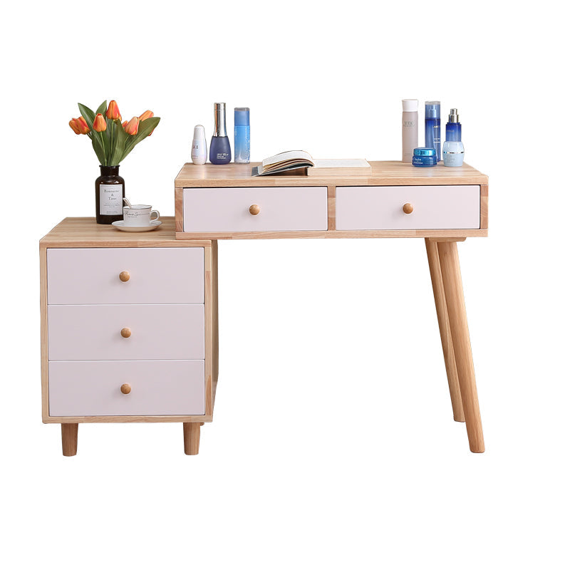 Tavolo da trucco scandinavo a 5 cassetti in legno massiccio