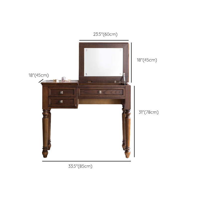 30,7 "Altezza 2-Drawer marrone in legno in legno in legno in legno Specchio Makeup Vanity