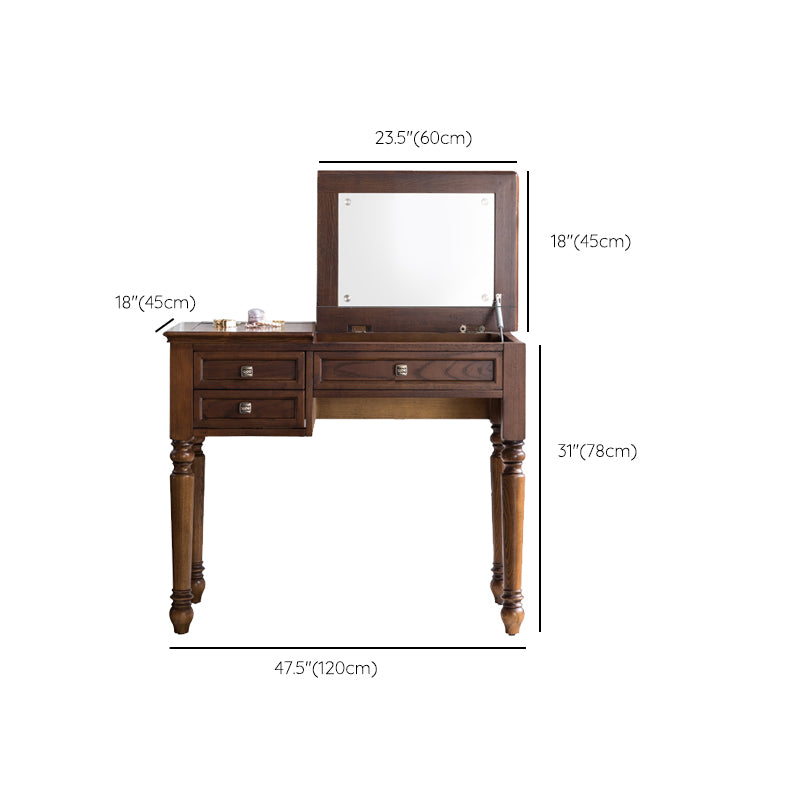 30,7 "Altezza 2-Drawer marrone in legno in legno in legno in legno Specchio Makeup Vanity