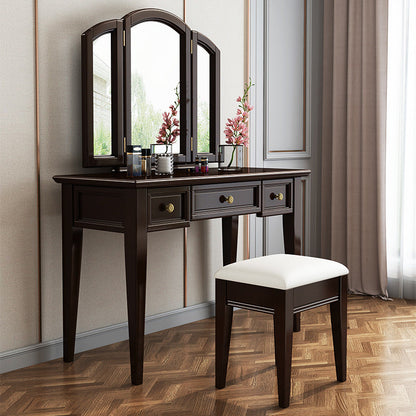 Stile tradizionale 3 -DrAwer Tavolo da trucco a specchio in legno Vanity