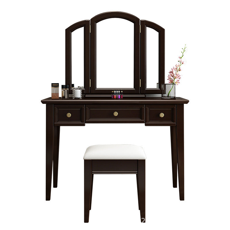 Stile tradizionale 3 -DrAwer Tavolo da trucco a specchio in legno Vanity
