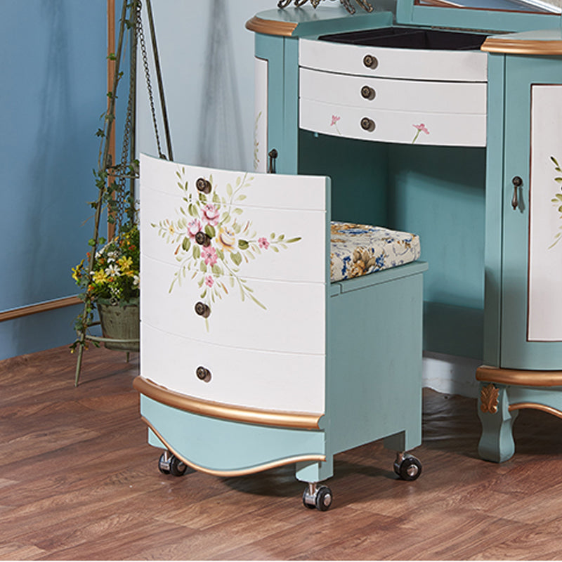 Victorian 1-Schubladen Eitelkeitssatz mit Stuhl und Spiegelverkederstisch