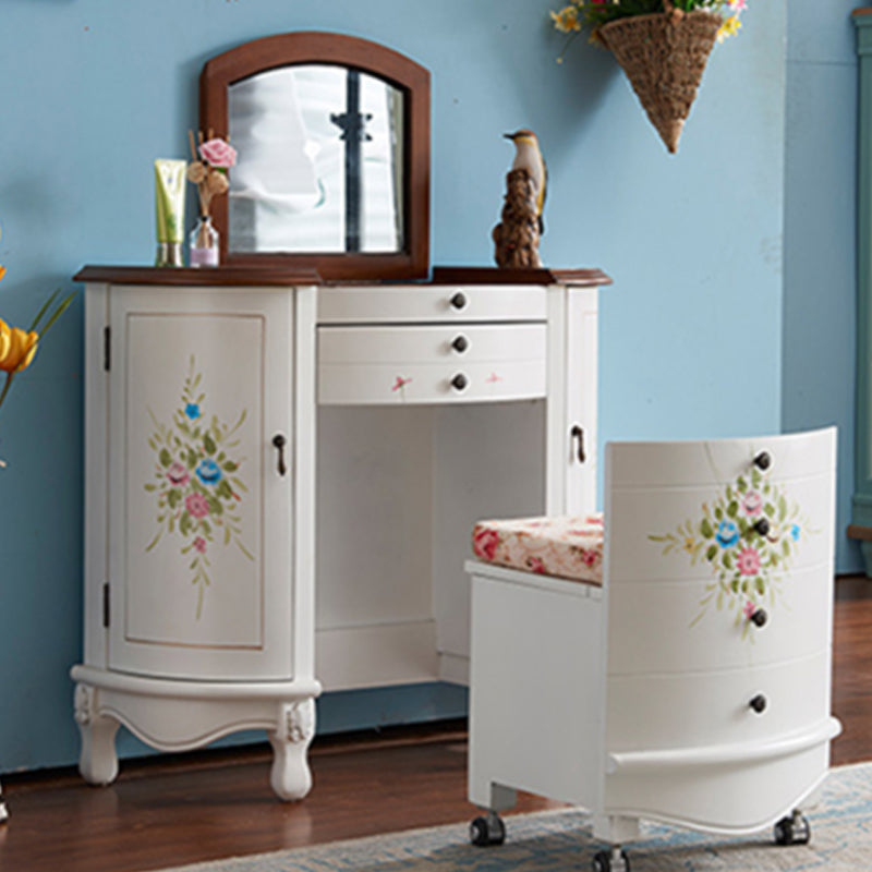 Victorian 1-Schubladen Eitelkeitssatz mit Stuhl und Spiegelverkederstisch