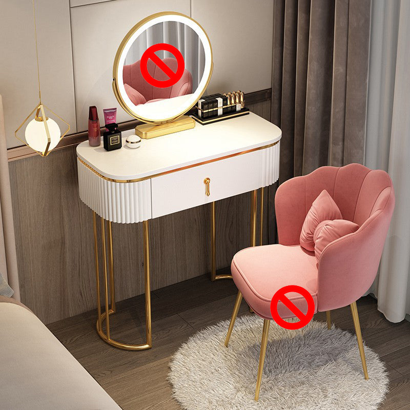 Glamholz Rahmen Make -up Eitelkeit Schubladen Eitelkeit in Weiß mit goldener Basis