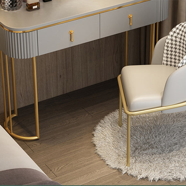 Glamholz Rahmen Make -up Eitelkeit Schubladen Eitelkeit in Weiß mit goldener Basis