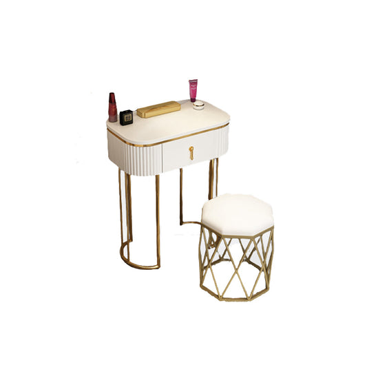 Vanity vanità per il trucco a cornice in legno glam in bianco con base d'oro