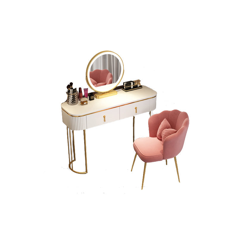 Glamholz Rahmen Make -up Eitelkeit Schubladen Eitelkeit in Weiß mit goldener Basis