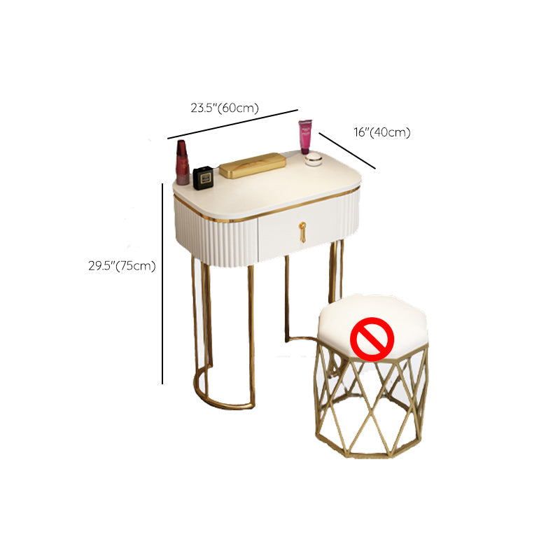 Glamholz Rahmen Make -up Eitelkeit Schubladen Eitelkeit in Weiß mit goldener Basis