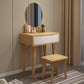 Scandinavian Vanity Makeup Table Set Rubberwood Dressing Table Stool Set Makeup Vanity & Mirror & Stools 24"L x 16"W x 30"H Natural Wood White Clearhalo 'Bedroom Furniture' 'furn' 'furn_makeup_vanities' 'Furniture' 'Makeup Vanities' 'makeup_vanities' 6412119