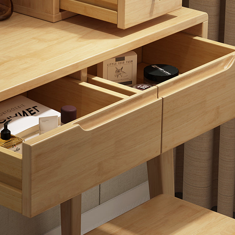 Scandinavian Vanity Makeup Table Set Rubberwood Dressing Table Stool Set Clearhalo 'Bedroom Furniture' 'furn' 'furn_makeup_vanities' 'Furniture' 'Makeup Vanities' 'makeup_vanities' 6412125