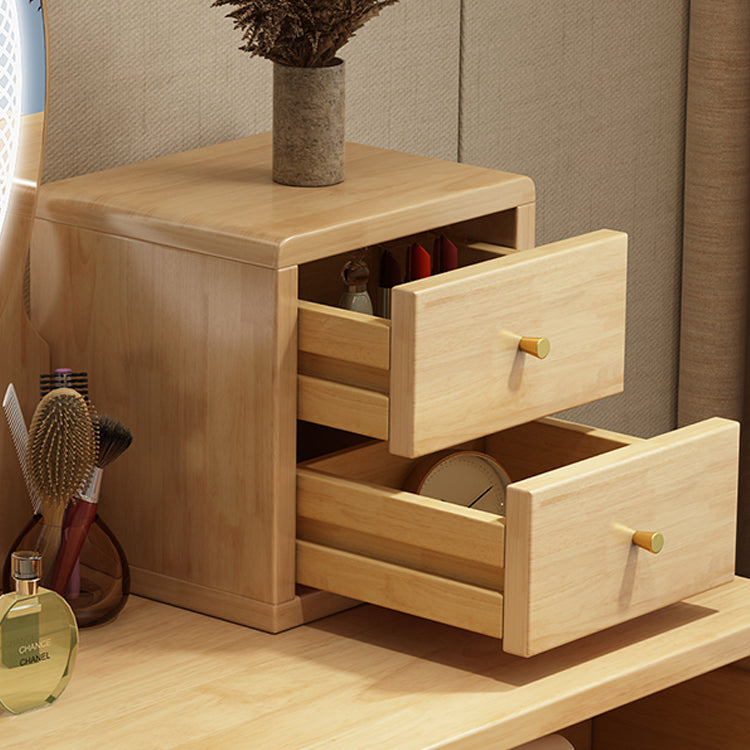 Scandinavian Vanity Makeup Table Set Rubberwood Dressing Table Stool Set Clearhalo 'Bedroom Furniture' 'furn' 'furn_makeup_vanities' 'Furniture' 'Makeup Vanities' 'makeup_vanities' 6412126