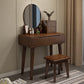 Scandinavian Vanity Makeup Table Set Rubberwood Dressing Table Stool Set Makeup Vanity & Mirror & Stools 31"L x 16"W x 30"H Walnut Clearhalo 'Bedroom Furniture' 'furn' 'furn_makeup_vanities' 'Furniture' 'Makeup Vanities' 'makeup_vanities' 6412128