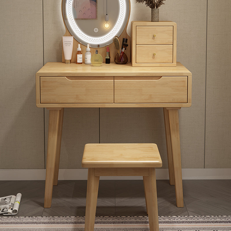 Scandinavian Vanity Makeup Table Set Rubberwood Dressing Table Stool Set Clearhalo 'Bedroom Furniture' 'furn' 'furn_makeup_vanities' 'Furniture' 'Makeup Vanities' 'makeup_vanities' 6412131
