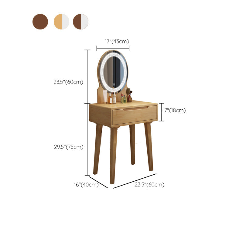 Scandinavian Vanity Makeup Table Set Rubberwood Dressing Table Stool Set Clearhalo 'Bedroom Furniture' 'furn' 'furn_makeup_vanities' 'Furniture' 'Makeup Vanities' 'makeup_vanities' 6412135