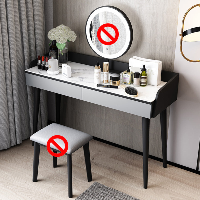 Stone Top Makeup Table with 2 Drawers 15.74" Wide Vanity Tables Makeup Vanity Light Gray Clearhalo 'Bedroom Furniture' 'furn' 'furn_makeup_vanities' 'Furniture' 'Makeup Vanities' 'makeup_vanities' 6412138