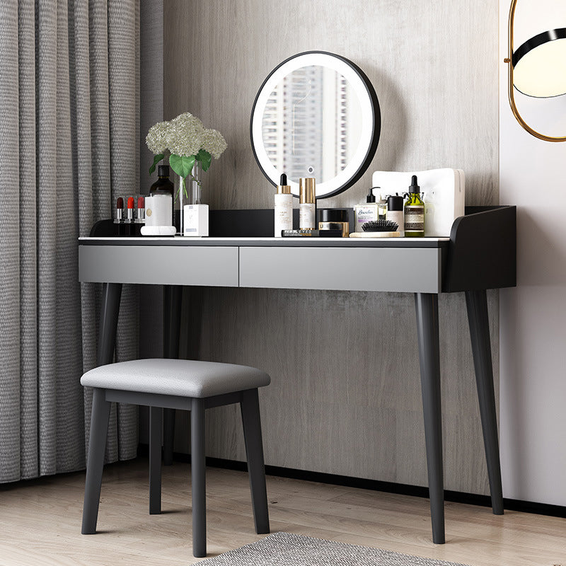 Stone Top Makeup Table with 2 Drawers 15.74" Wide Vanity Tables Clearhalo 'Bedroom Furniture' 'furn' 'furn_makeup_vanities' 'Furniture' 'Makeup Vanities' 'makeup_vanities' 6412140