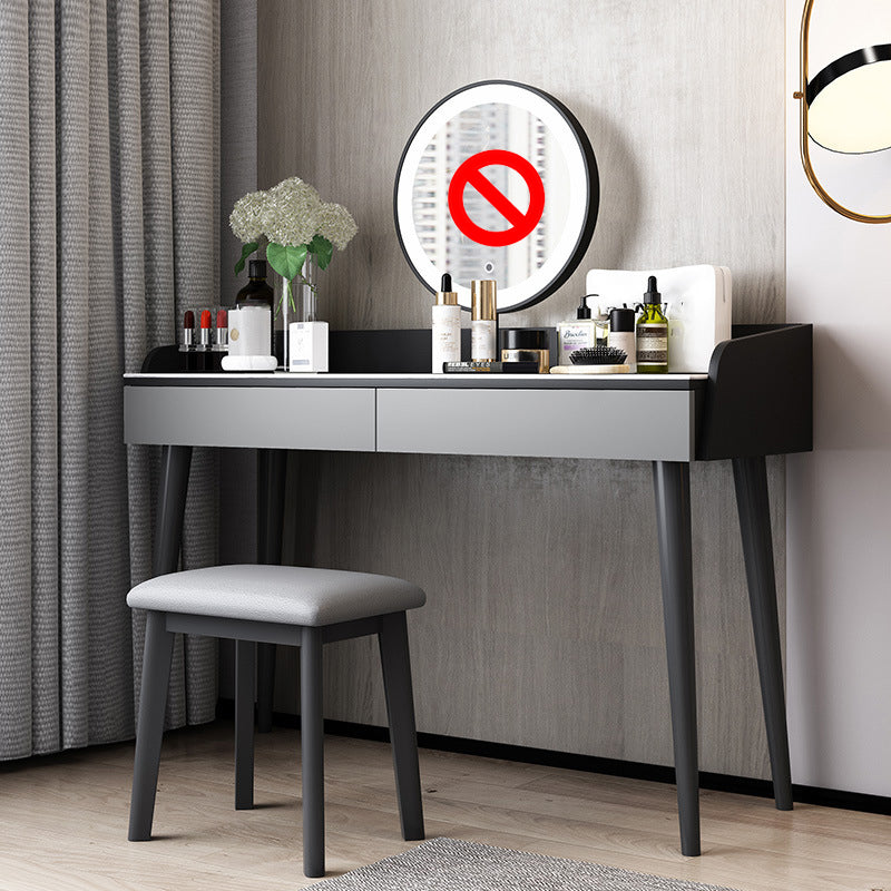 Stone Top Makeup Table with 2 Drawers 15.74" Wide Vanity Tables Makeup Vanity & Stools Grey Clearhalo 'Bedroom Furniture' 'furn' 'furn_makeup_vanities' 'Furniture' 'Makeup Vanities' 'makeup_vanities' 6412144