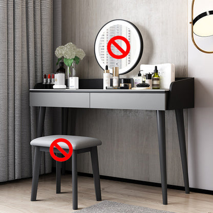 Stone Top Makeup Table with 2 Drawers 15.74" Wide Vanity Tables Makeup Vanity Grey Clearhalo 'Bedroom Furniture' 'furn' 'furn_makeup_vanities' 'Furniture' 'Makeup Vanities' 'makeup_vanities' 6412146