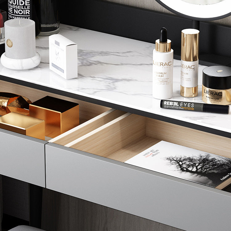 Stone Top Makeup Table with 2 Drawers 15.74" Wide Vanity Tables Clearhalo 'Bedroom Furniture' 'furn' 'furn_makeup_vanities' 'Furniture' 'Makeup Vanities' 'makeup_vanities' 6412151