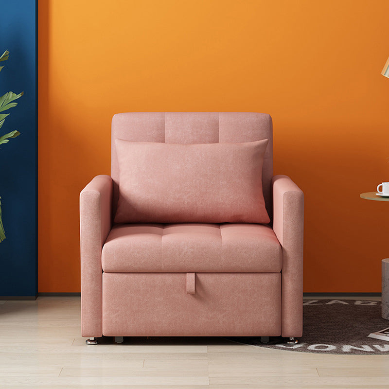 Modern Green Convertible Sofa Cushion Back Foldable Futon Chairs Pink Latex Clearhalo 'furn' 'furn_futons' 'Furniture' 'Futons & Daybeds' 'Futons' 'Living Room Furniture' 6412245