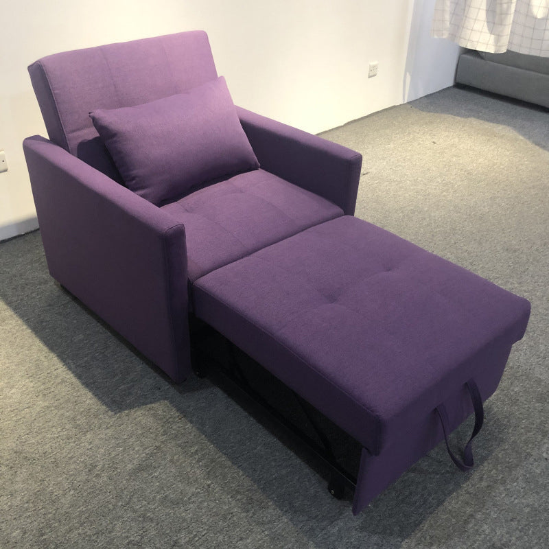 Modern Green Convertible Sofa Cushion Back Foldable Futon Chairs Violet Clearhalo 'furn' 'furn_futons' 'Furniture' 'Futons & Daybeds' 'Futons' 'Living Room Furniture' 6412246