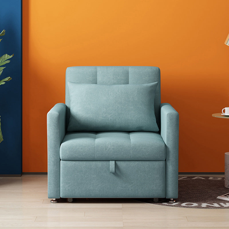 Modern Green Convertible Sofa Cushion Back Foldable Futon Chairs Light Blue Clearhalo 'furn' 'furn_futons' 'Furniture' 'Futons & Daybeds' 'Futons' 'Living Room Furniture' 6412258