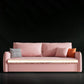 Pink Pillow Back Loveseat Foldable Sleeper Sofa with Storage