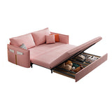 Pink Pillow Back Loveseat Foldable Sleeper Sofa with Storage