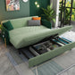 Green Cushion Back Loveseat Foldable Sleeper Sofa with Storage