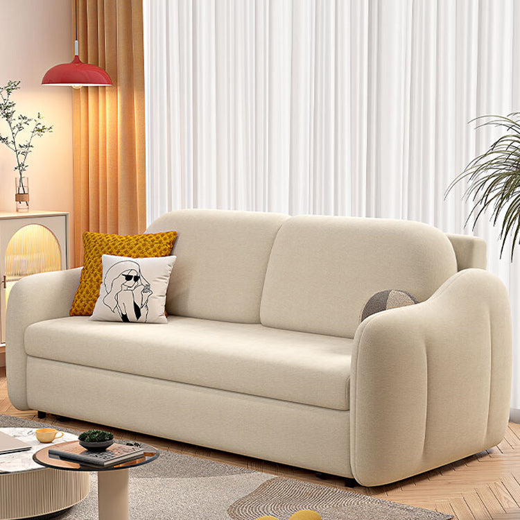 Beige Cushion Back Futon Foldable Pillow Included Sleeper Sofa Clearhalo 'furn' 'furn_futons' 'Furniture' 'Futons & Daybeds' 'Futons' 'Living Room Furniture' 6412392