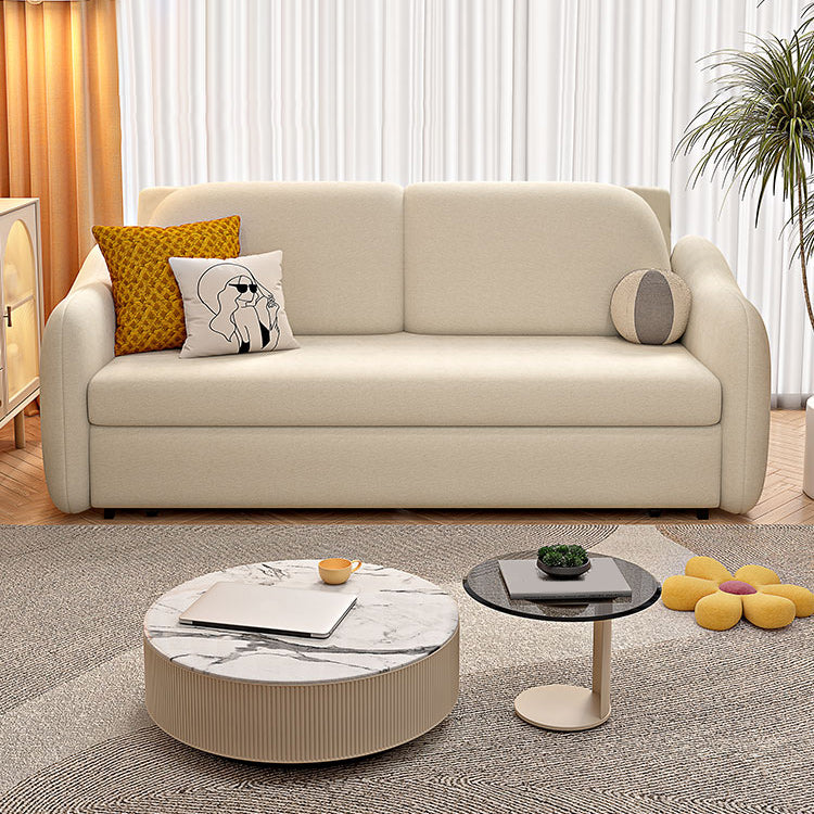 Beige Cushion Back Futon Foldable Pillow Included Sleeper Sofa Clearhalo 'furn' 'furn_futons' 'Furniture' 'Futons & Daybeds' 'Futons' 'Living Room Furniture' 6412395