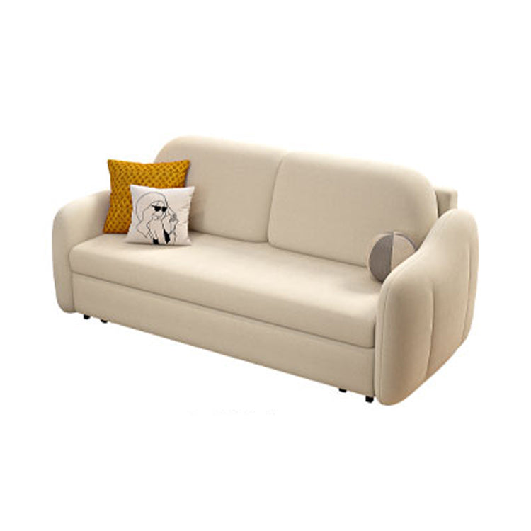 Beige Cushion Back Futon Foldable Pillow Included Sleeper Sofa Clearhalo 'furn' 'furn_futons' 'Furniture' 'Futons & Daybeds' 'Futons' 'Living Room Furniture' 6412396