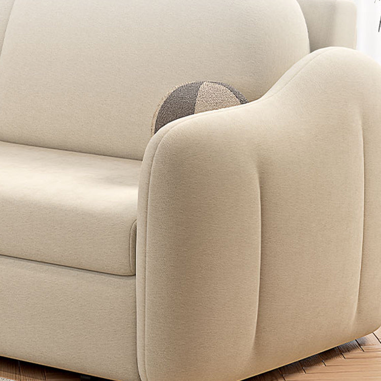 Beige Cushion Back Futon Foldable Pillow Included Sleeper Sofa Clearhalo 'furn' 'furn_futons' 'Furniture' 'Futons & Daybeds' 'Futons' 'Living Room Furniture' 6412397