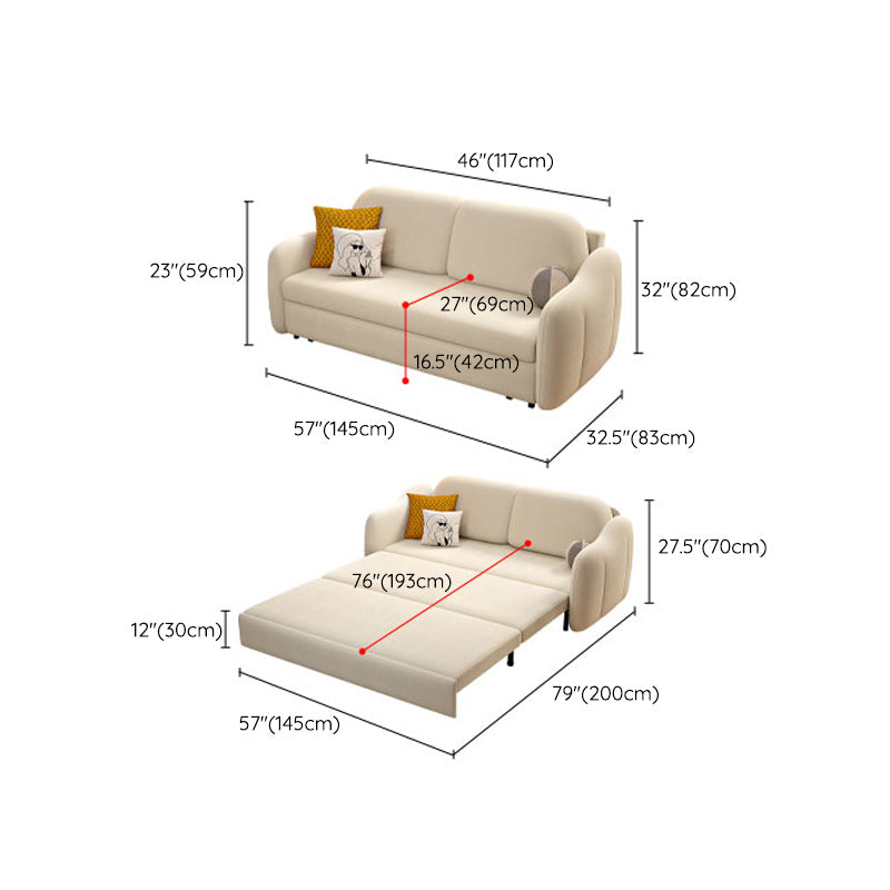 Beige Cushion Back Futon Foldable Pillow Included Sleeper Sofa Clearhalo 'furn' 'furn_futons' 'Furniture' 'Futons & Daybeds' 'Futons' 'Living Room Furniture' 6412405