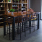 Wood Top Bar-height Table Black and Metal Legs Bar Table for Patio Use 63"L x 19.7"W x 41.3"H Without Chairs Clearhalo 'Bar Furniture' 'Bar Tables' 'bar_tables' 'furn' 'furn_bar_tables' 'Furniture' 'Kitchen & Dining Furniture' 6412517