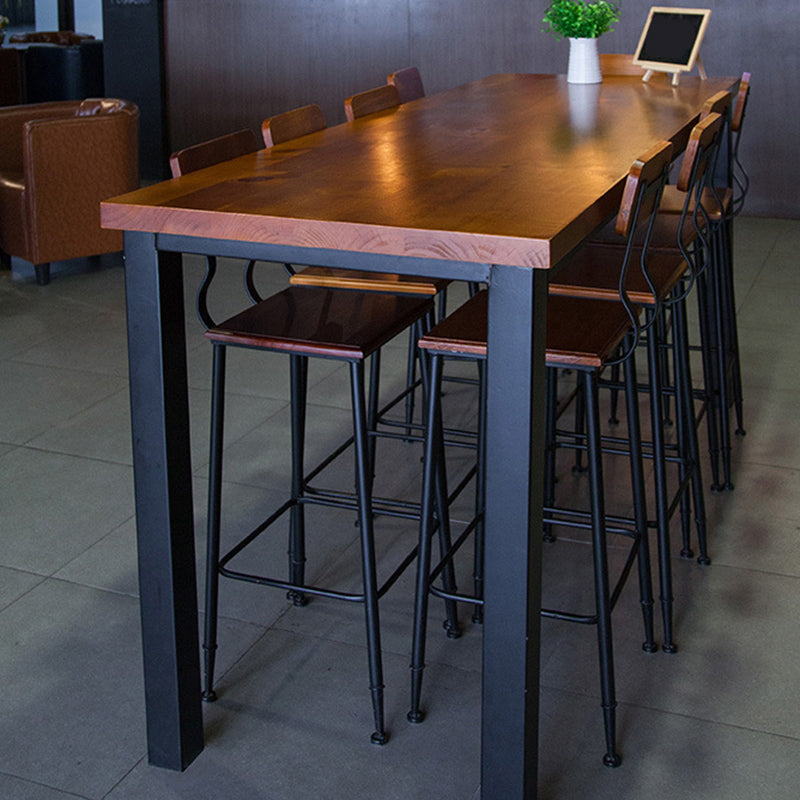 Wood Top Bar-height Table Black and Metal Legs Bar Table for Patio Use Clearhalo 'Bar Furniture' 'Bar Tables' 'bar_tables' 'furn' 'furn_bar_tables' 'Furniture' 'Kitchen & Dining Furniture' 6412519