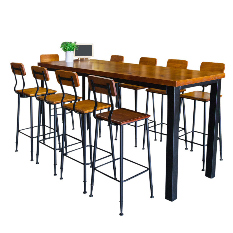 Wood Top Bar-height Table Black and Metal Legs Bar Table for Patio Use Without Chairs Clearhalo 'Bar Furniture' 'Bar Tables' 'bar_tables' 'furn' 'furn_bar_tables' 'Furniture' 'Kitchen & Dining Furniture' 6412520