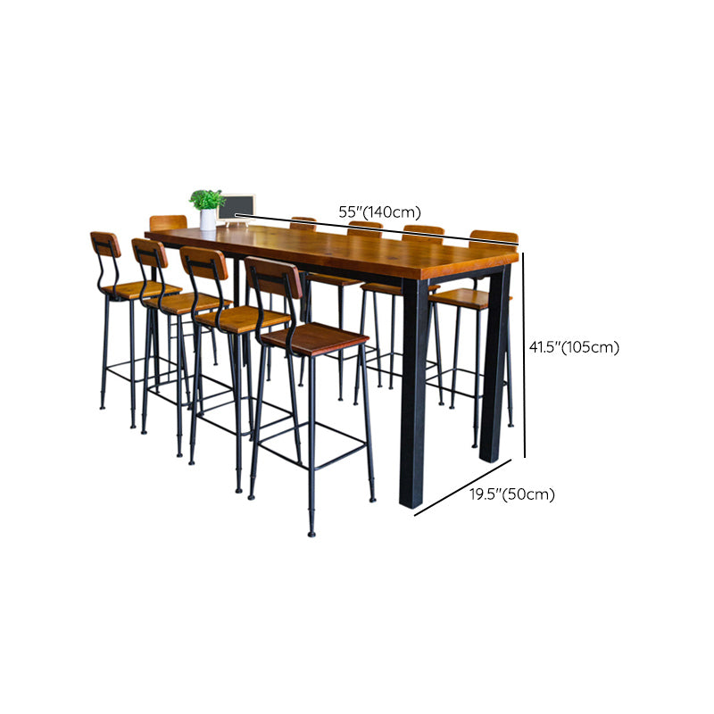 Wood Top Bar-height Table Black and Metal Legs Bar Table for Patio Use Clearhalo 'Bar Furniture' 'Bar Tables' 'bar_tables' 'furn' 'furn_bar_tables' 'Furniture' 'Kitchen & Dining Furniture' 6412527