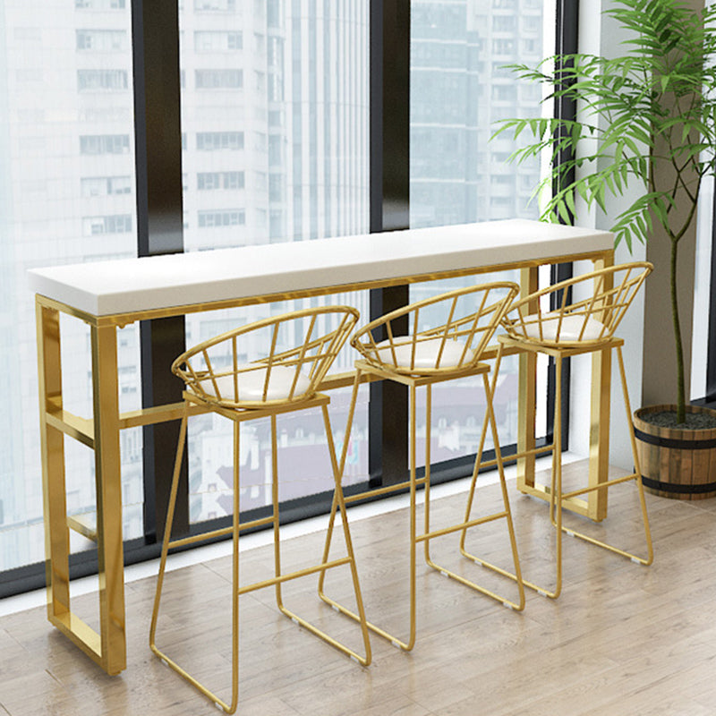 Rectangular Bar-height Table White Wood Top Pub Table with Metal Base 70.9"L x 15.7"W x 41.3"H Without Chairs Clearhalo 'Bar Furniture' 'Bar Tables' 'bar_tables' 'furn' 'furn_bar_tables' 'Furniture' 'Kitchen & Dining Furniture' 6412529