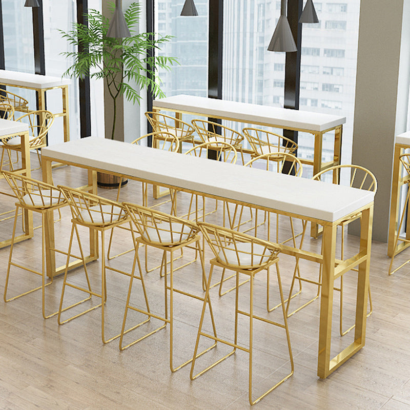 Rectangular Bar-height Table White Wood Top Pub Table with Metal Base Clearhalo 'Bar Furniture' 'Bar Tables' 'bar_tables' 'furn' 'furn_bar_tables' 'Furniture' 'Kitchen & Dining Furniture' 6412531