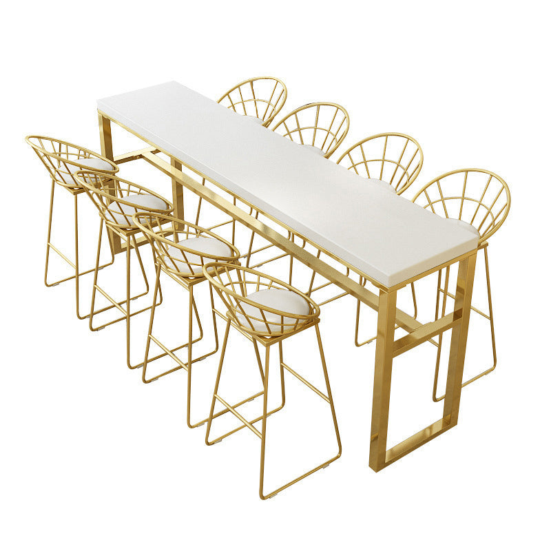 Rectangular Bar-height Table White Wood Top Pub Table with Metal Base Clearhalo 'Bar Furniture' 'Bar Tables' 'bar_tables' 'furn' 'furn_bar_tables' 'Furniture' 'Kitchen & Dining Furniture' 6412536