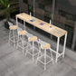 Rectangular Bar-height Table Wood Top Pub Table with White Base 78.7"L x 15.7"W x 41.3"H Without Chairs Clearhalo 'Bar Furniture' 'Bar Tables' 'bar_tables' 'furn' 'furn_bar_tables' 'Furniture' 'Kitchen & Dining Furniture' 6412577
